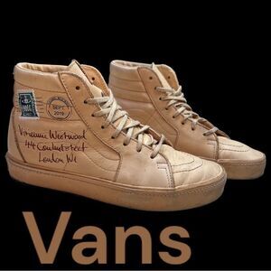 Vans Vivienne Westwood SK8 Hi Top Tan Leather Sneakers Mens Size 5.5 Women’s 7